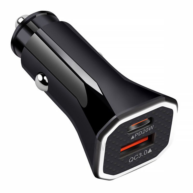 Carregador Veicular Turbo 45W 2 Saídas + Cabo para iPhone Preto - Inova CAR-3224A