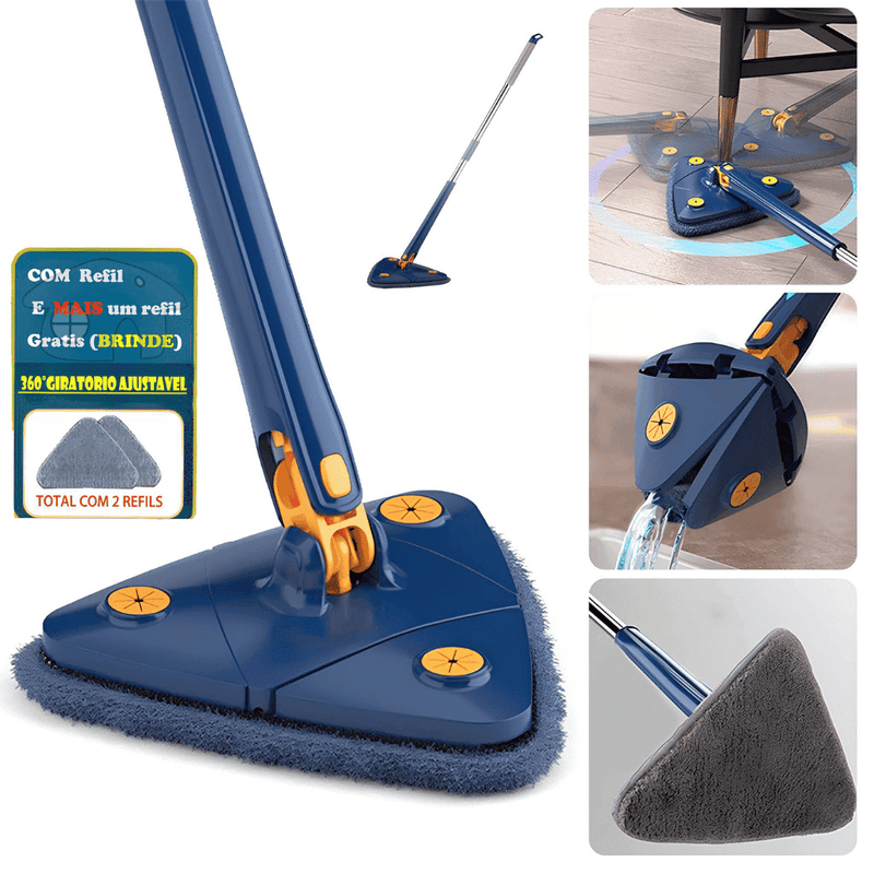 Mop de Limpeza Triangular 360° + Refil