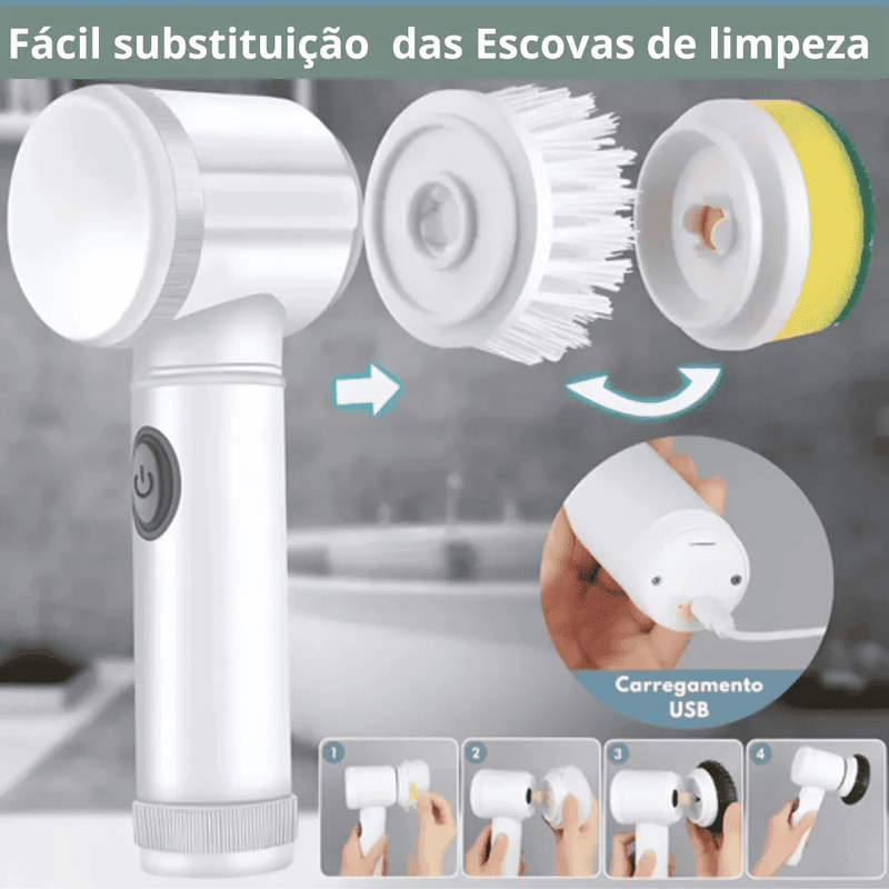 Escova de Limpeza Elétrica Multifuncional Turbo Clean