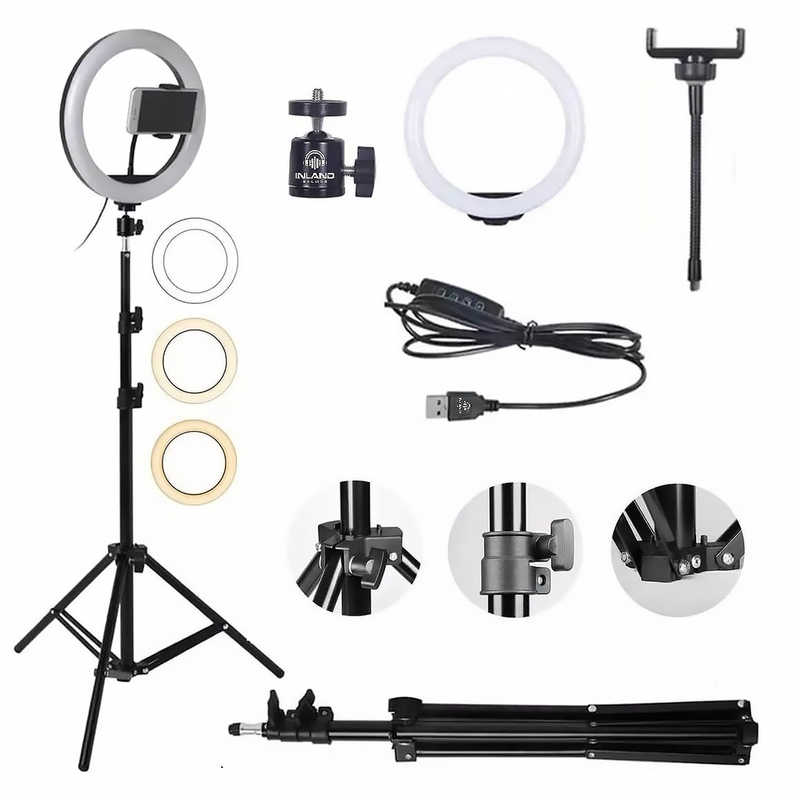 Ring Light LED 12 Polegadas + Tripé 2,1 Metros com Suporte de Celular - 9H A1201