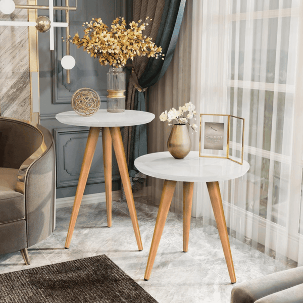 Mesinhas Lateral Redonda Sala Pé Palito Retrô