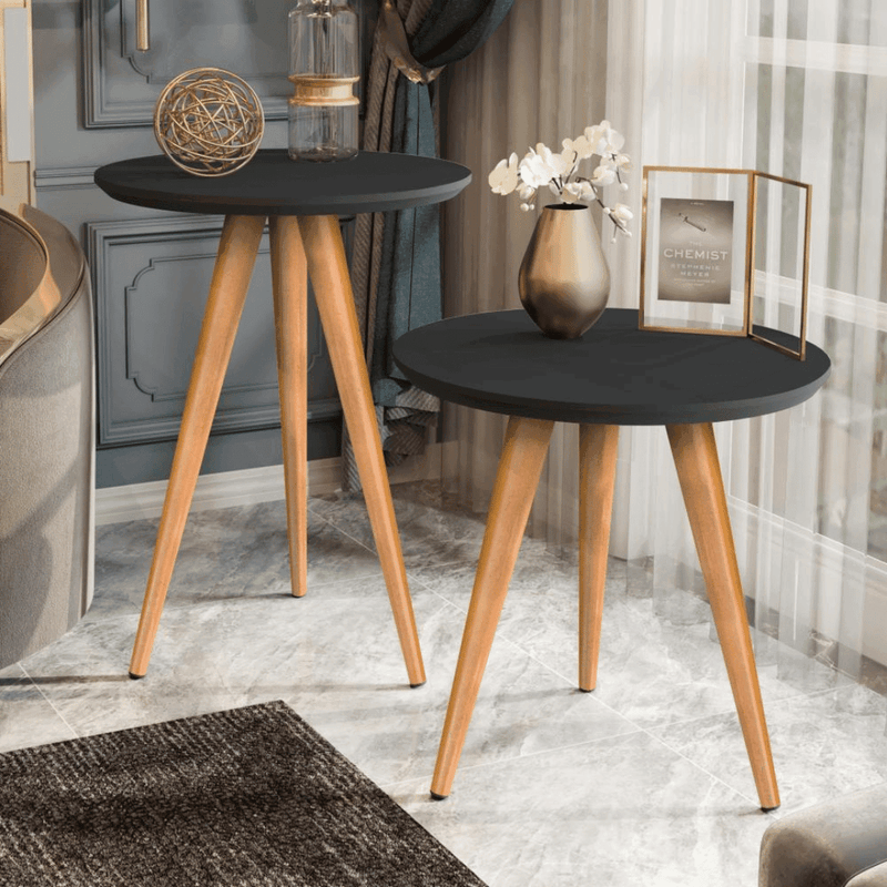 Mesinhas Lateral Redonda Sala Pé Palito Retrô