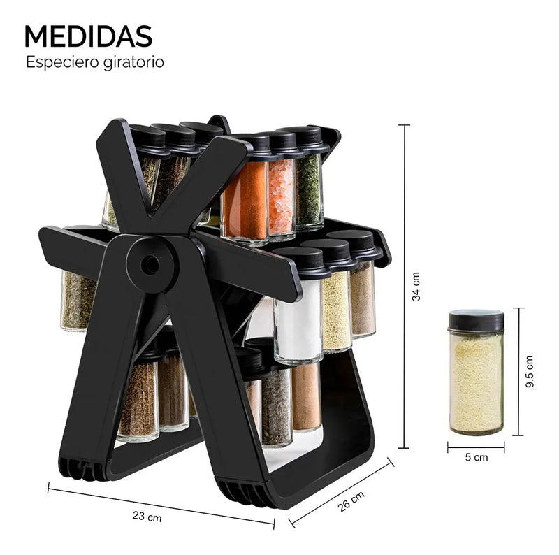 Porta Temperos Giratório + 18 Potes de Brinde!