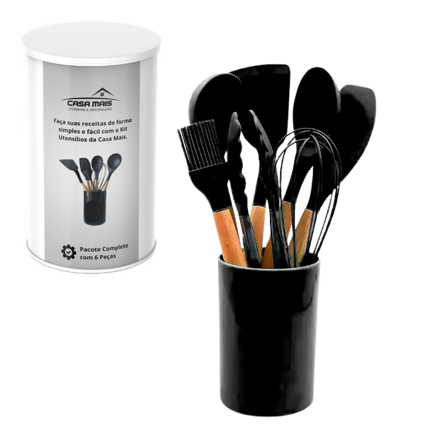 Kit Utensílios Pretos C/ 6 Peças