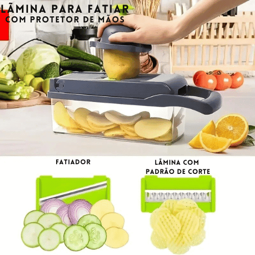 Multifuncional para Legumes e Frutas, fatiador com Funções de Fatiar e Ralar, 16 em 1