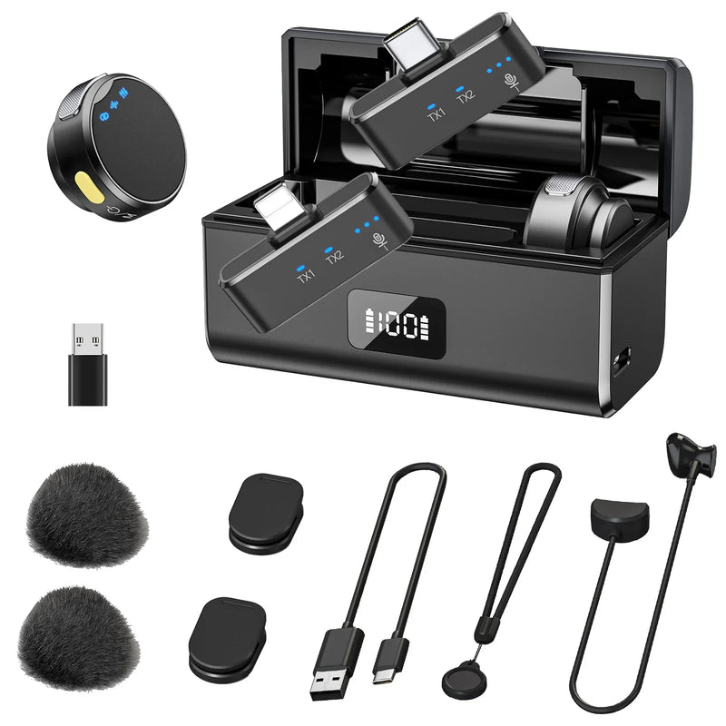 Microfone Lapela Sem fio com redução de ruído modelo moeda