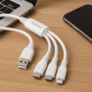 Cabo Carregador 65W Turbo 3 em 1 (USB-C, Micro-USB e Lightning) - Inova CBO-20010