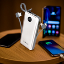 Carregador Portátil Power Bank 20000mAh com 3 Cabos (Lightning, Micro-USB e USB-C) Branco - Inova KV-P204