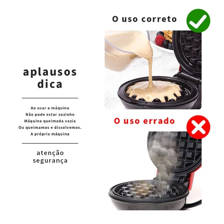 Mini Máquina de Waffles Elétrica Portátil 110v