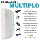 Carregador Portátil Power Bank 20000mAh 2 Portas USB Branco - Inova KV-P203