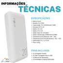 Carregador Portátil Power Bank 20000mAh 2 Portas USB Branco - Inova KV-P203