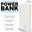 Carregador Portátil Power Bank 20000mAh 2 Portas USB Branco - Inova KV-P203
