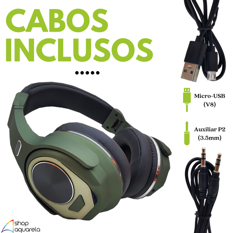 Fone de Ouvido Headset com Modo Caixa de Som Bluetooth Verde - Basike BAFON-6689