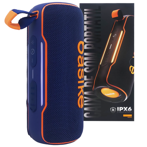 Caixa de Som Bluetooth 30W Alto-Falante Grave Potente Azul - Basike BA-RAD-123