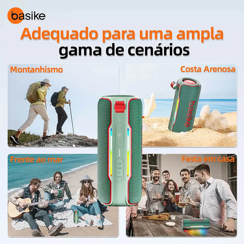 Caixa de Som Bluetooth 30W Alto-Falante Grave Potente Preto - Basike BA-RAD-123