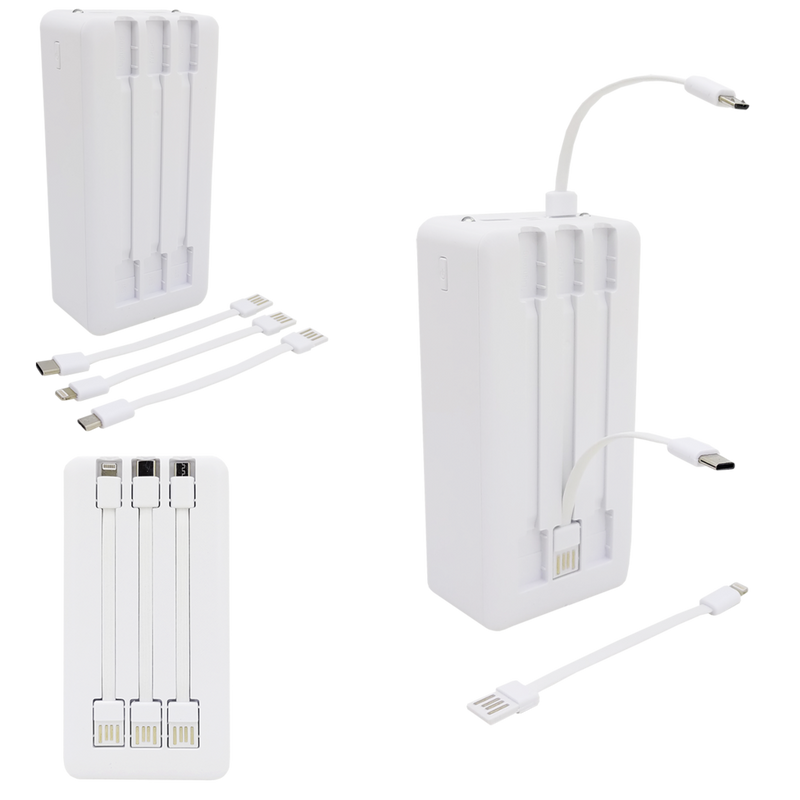 Power Bank Carregador Portátil 30000mAh com 3 Cabos (Lightning, Micro-USB e Tipo C) - Inova KV-12059