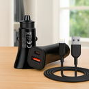 Carregador Veicular Turbo 45W 2 Saídas + Cabo para iPhone Preto - Inova CAR-3224A