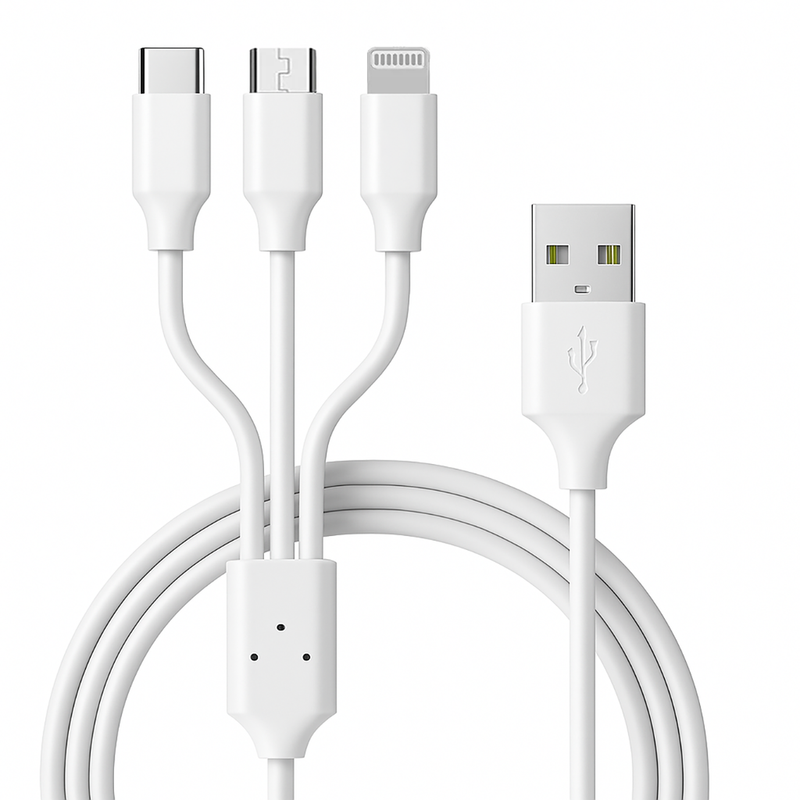 Cabo Carregador 65W Turbo 3 em 1 (USB-C, Micro-USB e Lightning) - Inova CBO-20010