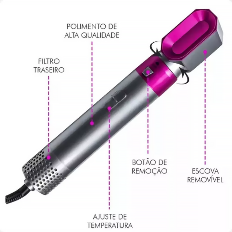 Secador Alisador e Modelador de Cabelos 5 em 1 Profissional 110V - Inova DRS-12901