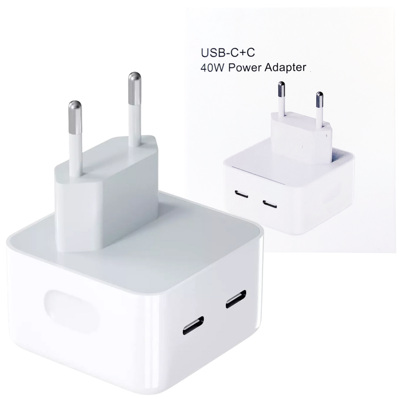 Fonte Carregador Rápido 40W Turbo 2 Saídas USB-C Tipo C - Altomex AL-8209