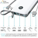 Carregador Portátil Power Bank 20000mAh com 3 Cabos (Lightning, Micro-USB e USB-C) Branco - Inova KV-P204