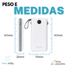 Carregador Portátil Power Bank 20000mAh com 3 Cabos (Lightning, Micro-USB e USB-C) Branco - Inova KV-P204