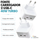 Fonte Carregador Rápido 40W Turbo 2 Saídas USB-C Tipo C - Altomex AL-8209