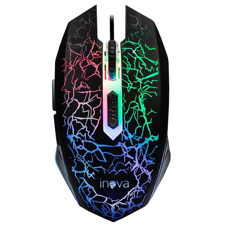 Mouse Gamer Com Fio USB 2400DPI LED 6 Botões para Jogos - Inova MOU-8775