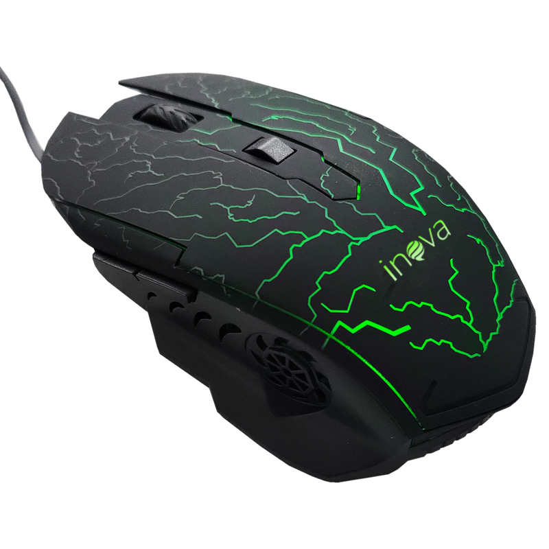 Mouse Gamer Com Fio USB 2400DPI LED 6 Botões para Jogos - Inova MOU-8775
