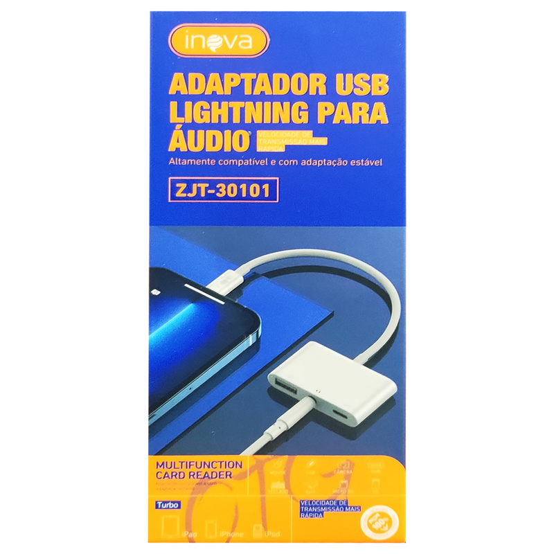 Cabo Adaptador OTG 2 USB + Lightning para iPhone - Inova ZJT-30100