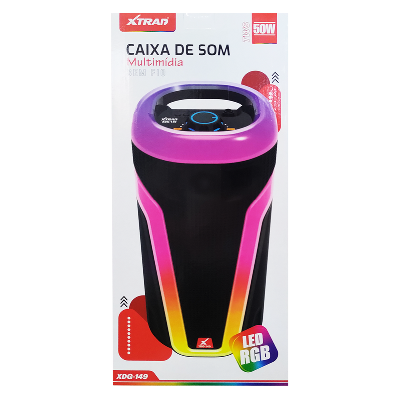 Caixa de Som Amplificador Bluetooth Grande LED 50W - Xtrad XDG-149