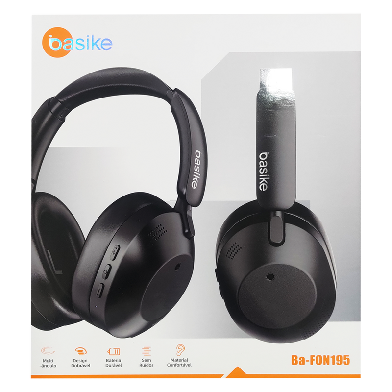 Fone de Ouvido Bluetooth Sem Fio ANC Cancelamento de Ruído Azul - Basike BAFON-195