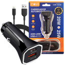 Carregador Veicular Turbo 45W 2 Saídas + Cabo para iPhone Preto - Inova CAR-3224A