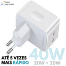 Fonte Carregador Rápido 40W Turbo 2 Saídas USB-C Tipo C - Altomex AL-8209