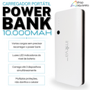 Power Bank Carregador Portátil 10000mAh 3 Portas USB Universal Preto - Inova POW-1019