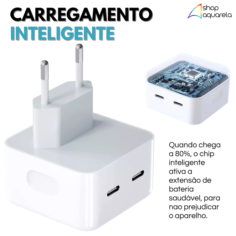 Fonte Carregador Rápido 40W Turbo 2 Saídas USB-C Tipo C - Altomex AL-8209