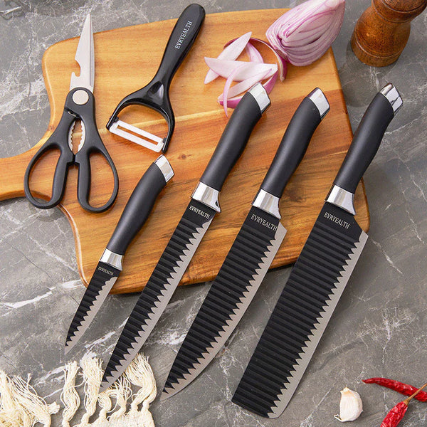 Kit Facas de cozinha/Churrasco Profissional Antiaderente 6 Peças