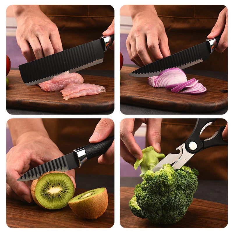 Kit Facas de cozinha/Churrasco Profissional Antiaderente 6 Peças