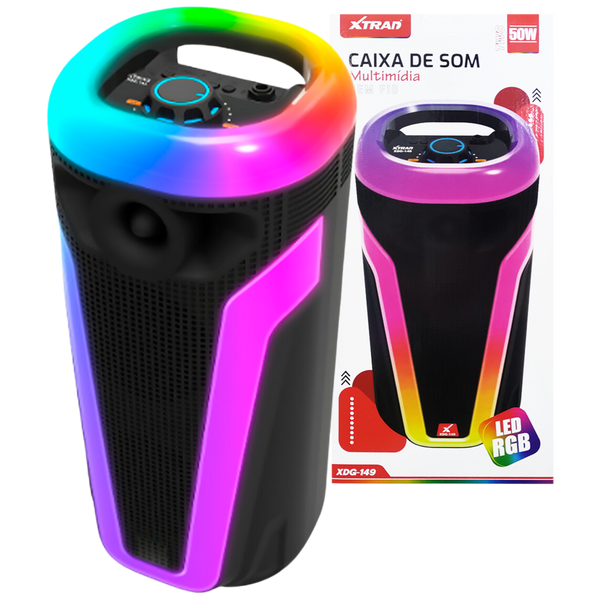 Caixa de Som Amplificador Bluetooth Grande LED 50W - Xtrad XDG-149